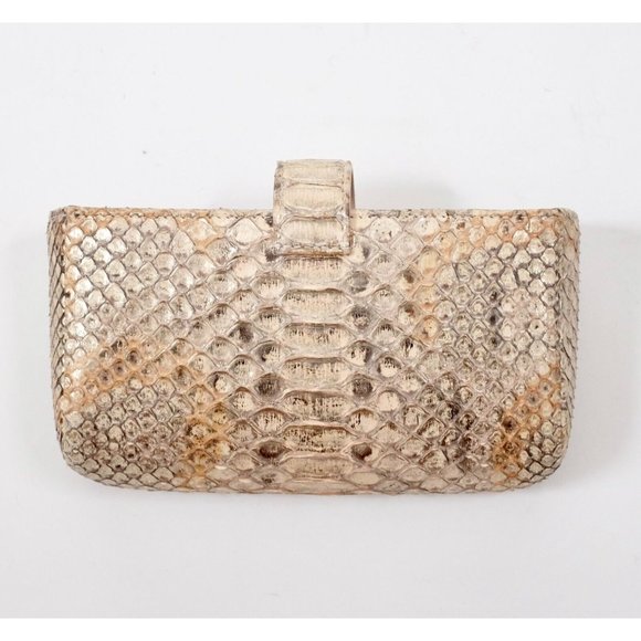 Chanel mini 0 phone bag gold pink python snakeskin on chain crossbody clutch - Picture 6 of 16